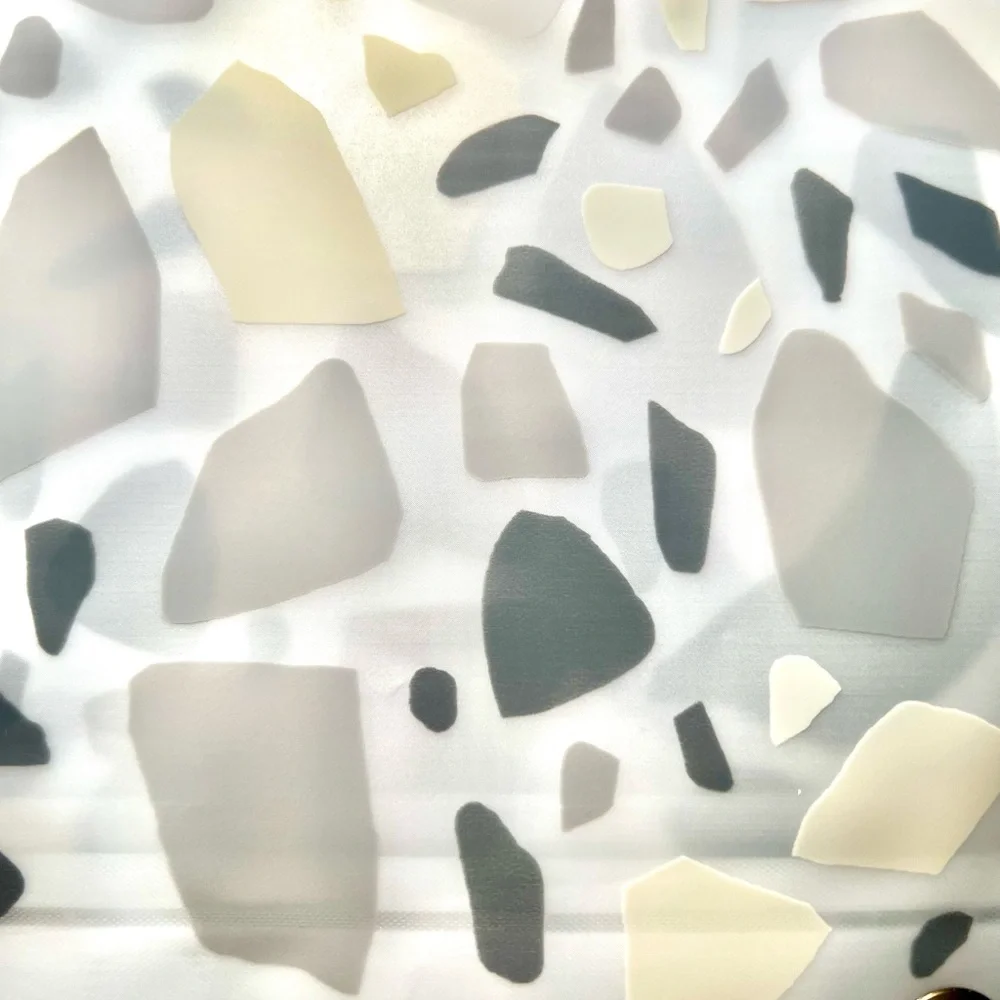 Mosaic Tile Pieces In Shades of Gray Peva Shower Curtain with Metal Grommets